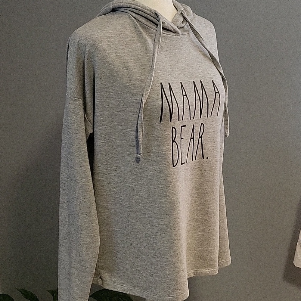 Rae Dunn Gray Mama Bear Pullover Hoodie - Size XS - Picture 3 of 5